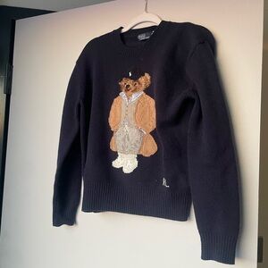 Genuine Wool-Cashmere Navy Ralph Lauren Polo Bear Seeater